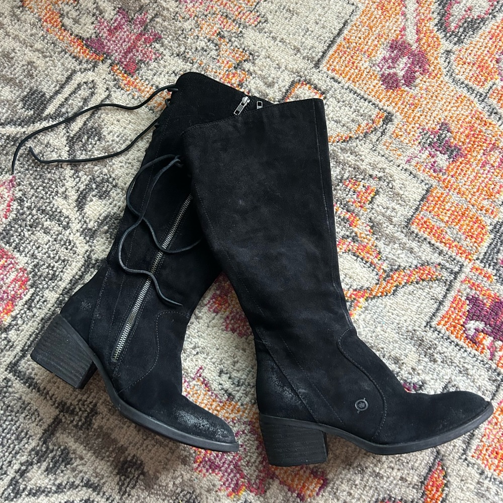 Born Black Suede Knee High Boots Size 7.5
